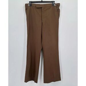 Vtg Talon Zipper Dress Pants Mens Adjustable 36-38 Brown Cowboy Retro Ska Grunge